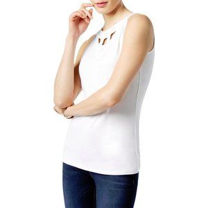 INC INTERNATIONAL CONCEPTS   WHITE THE ROSE GEO CUT-OUTS NECK TOP SIZE: XXL NWT